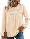 Yuson Girl Long Sleeve Blouses for Women Fall Crewneck Flowy Boho Top