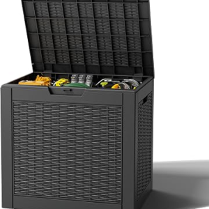31 Gallon Outdoor Storage Box, Resin Deck Boxes Indoor and outdoor, Waterproof Storage Box Lockable Lid