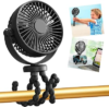 snawowo Mini Portable Stroller Fan, 3000mAh Battery Operated Personal Small Handheld Fan with Flexible Tripod, 360 Rotate 3 Speed Rechargeable Clip on for Car Seat Crib Treadmill Travel Camping