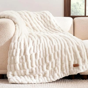 COZY BLISS Faux Fur Throw Blanket