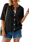 FISOEW Womens Short Sleeve Cropped Cardigan Sweaters