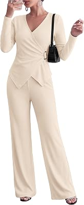 Women 2 Piece Ribbed Knit Lounge Sets QL105