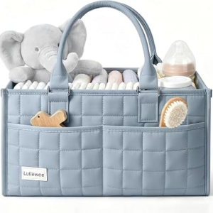 Baby Diaper Caddy Organizer, Portable Nursery Storage Basket with Handle | Nursery Storage Basket, Baby Shower Essentials, Registry Must Have Bag, Caddie Car Organizer for Newborn Boy or Girl