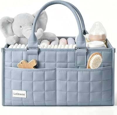Baby Diaper Caddy Organizer, Portable Nursery Storage Basket with Handle | Nursery Storage Basket, Baby Shower Essentials, Registry Must Have Bag, Caddie Car Organizer for Newborn Boy or Girl