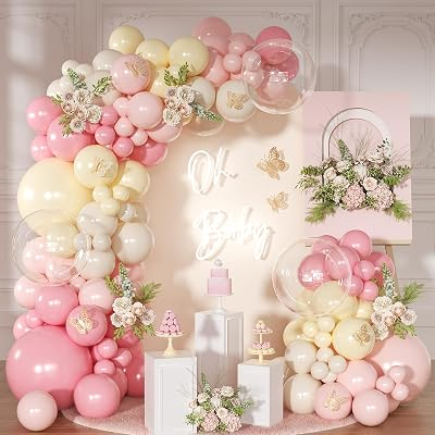 NUTTYBASH Pink and Yellow Balloon Arch Kit