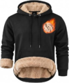 ZITY Men’s Sherpa Lined Hoodie Sweatshirts Heavy Pullover Kangaroo Pocket Winter Windproof Warm Fleece Hoodie Athletic Black M