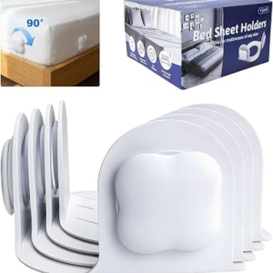 USUAUU 4Pcs Twist-Lock Bed Sheet Holders & Corner Grippers, Universal Fit All Mattress Sizes, No-Clip Design Stops Shifting for Tight Fit, Easy Installation