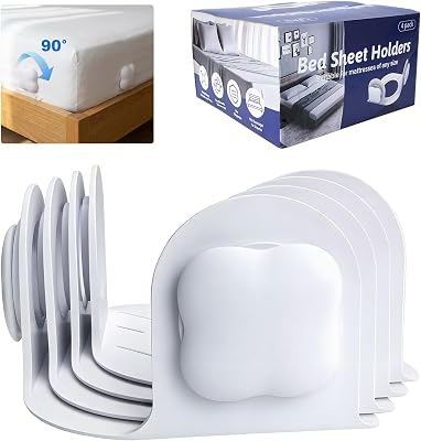 USUAUU 4Pcs Twist-Lock Bed Sheet Holders & Corner Grippers, Universal Fit All Mattress Sizes, No-Clip Design Stops Shifting for Tight Fit, Easy Installation