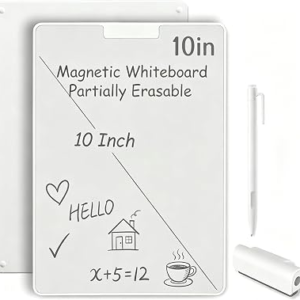 Small Magnetic Dry Eraser Whiteboard – 10“ Reusable Dust-Free Memo Message Board, Portable Power-Free Doodle Pad Notepads with Eraser & Pen, Holiday Birthday Gift for Students Adults Office Home Study