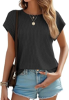 JUSTFASHIONNOW Womens Short Sleeve Blouses Business Casual Tops