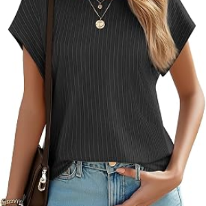 JUSTFASHIONNOW Womens Short Sleeve Blouses Business Casual Tops