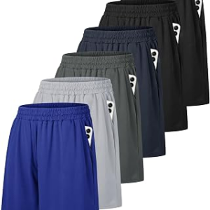 6 Pack Men’s Athletic Shorts – Workout Gym Basketball Quick Dry Black Mens Shorts with Pockets