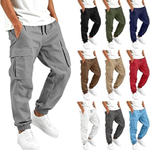 Boys Cargo Pants Baggy Elastic Waist Casual Track Uniform Pant | Athletic Joggers with Multi Po