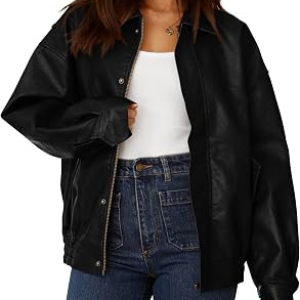 PRETTYGARDEN Womens Faux Leather Motorcycle Jackets