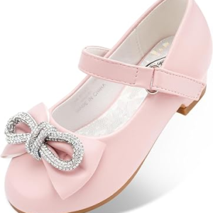 Stelle Dress Shoes for Girls Rhinestone Bow Low Heels