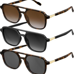 KONQKIN Retro Aviator Sunglasses 3Pack