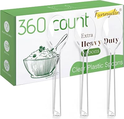 360 Count Plastic Spoons - 6.96 Inch Disposable Spoons