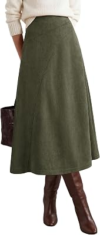 BTFBM Women Faux Suede Midi Long Skirt Fall Fashion 2026,Army Green,M
