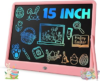 15 Inch LCD Writing Tablet for Girls Ages 3–12, Large Drawing Tablet for Kids, Screen-Free Writing Pad for Learning Quiet Time, Creative Christmas Gift for 3 4 5 6 7 8 Year Old Girl (Pink)