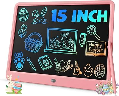 15 Inch LCD Writing Tablet for Girls Ages 3–12, Large Drawing Tablet for Kids, Screen-Free Writing Pad for Learning Quiet Time, Creative Christmas Gift for 3 4 5 6 7 8 Year Old Girl (Pink)