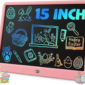 15 Inch LCD Writing Tablet for Girls Ages 3–12, Large Drawing Tablet for Kids, Screen-Free Writing Pad for Learning Quiet Time, Creative Christmas Gift for 3 4 5 6 7 8 Year Old Girl (Pink)