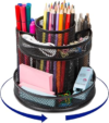 Comix Mesh 360° Rotating Pen Holder, Desk Organizer for Home Office, Black | 5 Compartment Pencil Holder, Sticky Notes Holder, Pen Organizer Office Supplies