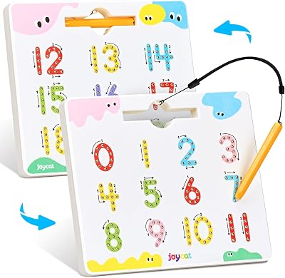 JoyCat Magnetic Number Tracing Board, Double-Sided Numbers 1-20 for Kids