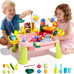 Ploomi 2026 Upgraded Water Table for Toddlers 1-3 – Outdoor Toys for Kids Ages 4-8 with Pump, Summer Outside Sensory Activity Pool Toys, Kitchen Play Sink Toy with Running Water, Fishing Toy, Pink