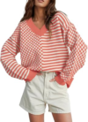 UNCLECAT Womens Striped Checkered Sweater