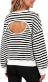 FISOEW Womens Oversized Striped Sweatshirts