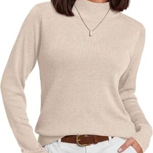 JUSTFASHIONNOW Wool Blend Mock Turtleneck Sweater for Women Long Sleeve Top Fitted Warm Sweaters