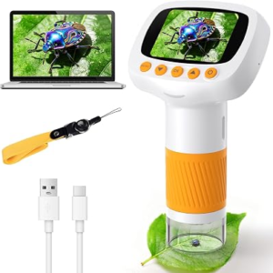 Pocket Kids Microscope for Over 3 Years Old, 1000X Handheld Microscope for Kids w/2”IPS Digital, Photo Video Mini Portable Microscopes, Science Edu Digiscope,Christmas Birthday Gifts for Kids