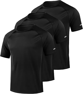 Little Beauty 3 Pack Mens Workout Shirts Fast Dry Athletic T-Shirts Moisture Wicking Running Gym Short Sleeve T Shirts