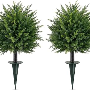 NIAONE 2Pack Artificial Cedar Topiary Ball Trees