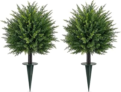 NIAONE 2Pack Artificial Cedar Topiary Ball Trees