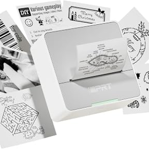 iDPRT Mini Sticker Printer Machine with 1 Roll Sticker Paper, Portable Thermal Printer for Study, Grey