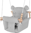 Baby Swing Indoor Outdoor,Secure Canvas Wooden Toddler Swing Seat, 3-Point Adjustable Safety Harness,Mounting Hardware Included,Gift for Boys and Girls, Grey