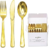 GLOWSERVE 153 Pack Gold Disposable Plastic Silverware Set