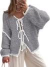PRETTYGARDEN Tie Front Bow Cardigan Sweaters