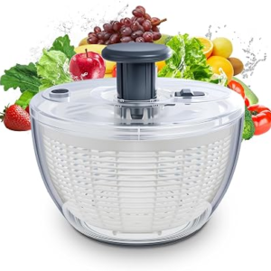 Salad Spinner Large, Fruit Washing Bowl with Strainer, Quick and Easy Use Lettuce Spinner, Fruits and Vegetables Washer, Lettuce Salad Dryer, Kitchen Essentials (6L/6.34Qt)