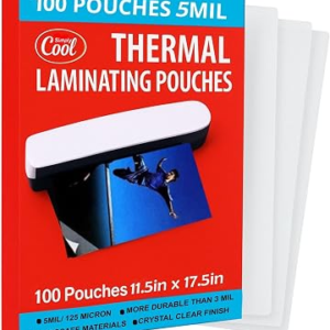 Simply Cool 5 Mil Thermal Laminating Sheets Pouches 100ct 11.5 x 17.5 Inch | Thermal Laminating Pouches for Photo, Document, Menu, Certificate, for Office & School Supplies, Fits all Laminator Machine