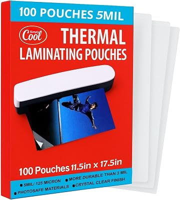 Simply Cool 5 Mil Thermal Laminating Sheets Pouches 100ct 11.5 x 17.5 Inch | Thermal Laminating Pouches for Photo, Document, Menu, Certificate, for Office & School Supplies, Fits all Laminator Machine