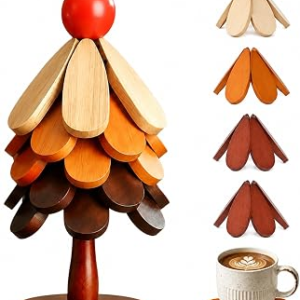KOWINDA Wooden Christmas Tree Trivet Set of 5