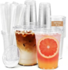 HOMEWARM Plastic Cups with Lids and Straws 100Pack