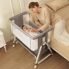 Baby Bassinet for Newborns, Large Storage Basket, Breathable Mesh & Mattress, Easy Move Bedside Crib for Newborns with Lockable Wheels, 6-Adjustable Height Beside Bassinet