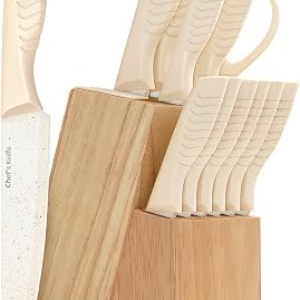 FXXNNN Knife Set with Built-in Sharpener Block