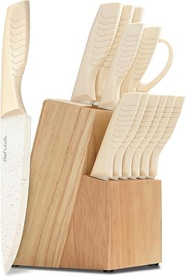 FXXNNN Knife Set with Built-in Sharpener Block