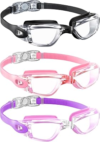 QALLY 3 Pack Swimming Goggles