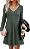 OFEEFAN V Neck Long Sleeve Sweater