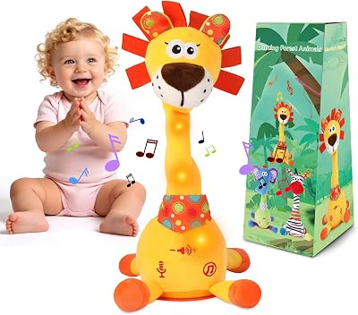 LUKETURE Dancing Talking Lion Plush | Interactive Stuffed Animal with Record & Repeat, 10 Songs, Musical Playback and LED Lights